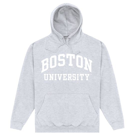 Boston University Script Heather Grey Hoodie - Image 1