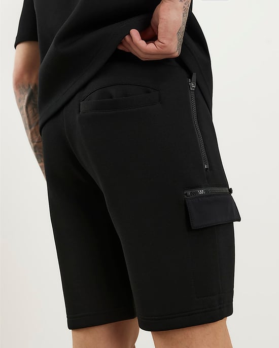 River Island Mens Shorts Black Premium Regular Fit Nylon Pocket Zip - Image 4