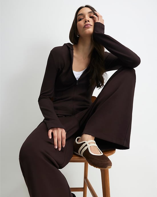 River Island Womens Hoodie Brown Long Sleeve Premium Zip - Image 2