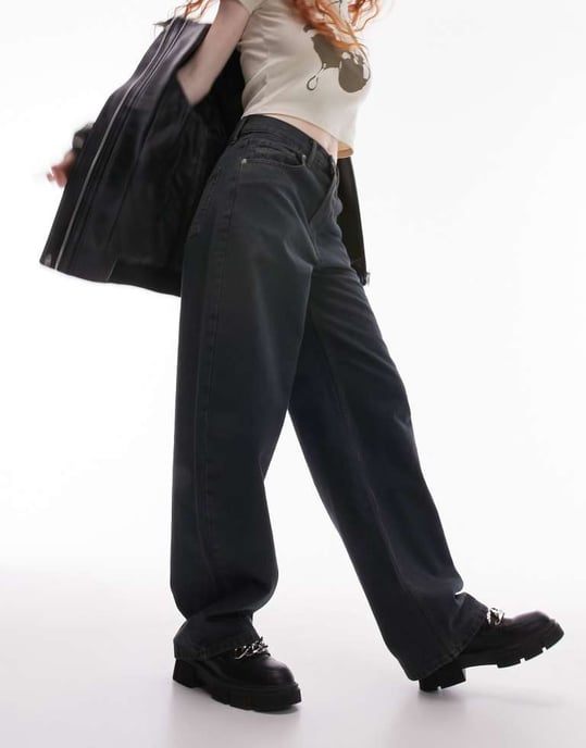 Topshop Gilmore lågt hängande boyfriend jeans i midnattsblå - Image 3