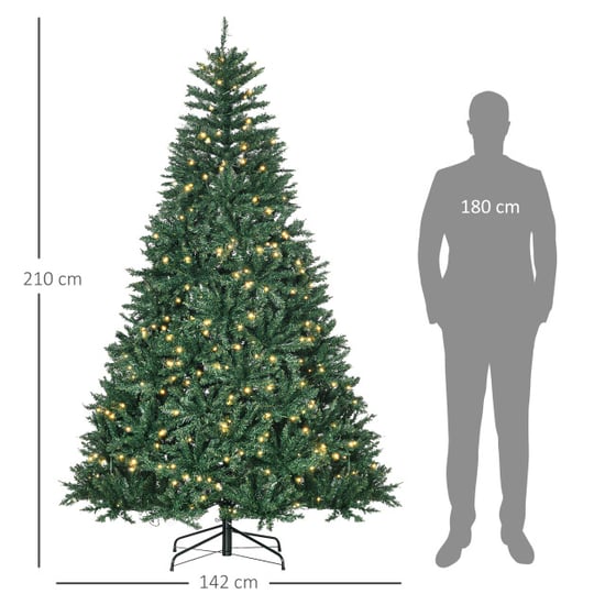 Homcom Kerstboom met 700 warm witte led 2154 takken Ø142 x 210h cm - Image 5