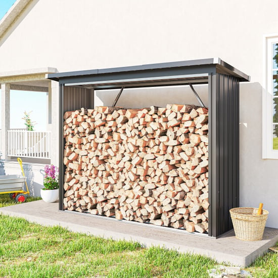 4goodz Houtopslag gegalvaniseerd staal met schuin dak – 66x213x150 cm - - Image 4