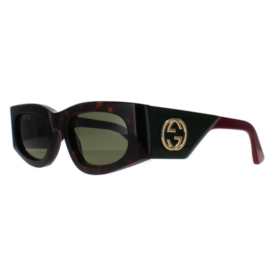 Gucci Rectangle Womens Havana with Green and Red Green GG1664S - Image 2