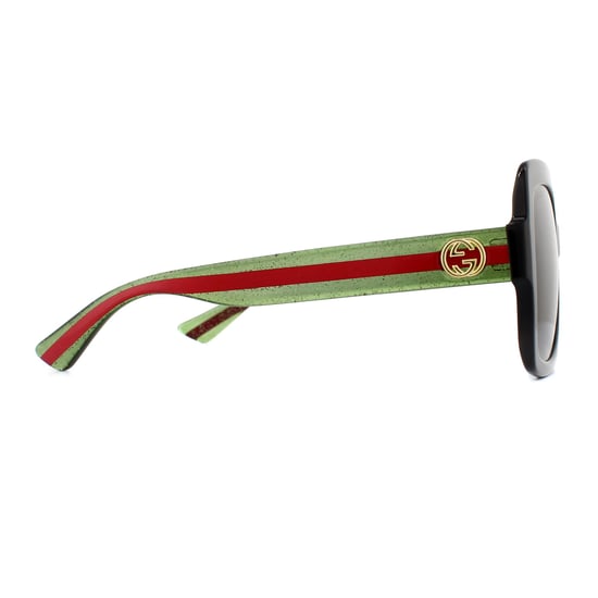 Gucci Square Womens Black Green Glitter and Red Green Sunglasses GG0036SN - Image 4