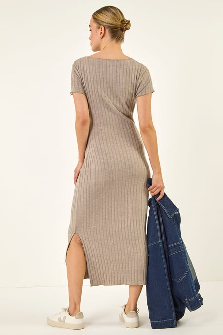 V-Neck Knit Midi Dress - Image 4