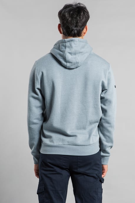 Grey Cotton Blend Embossed Drawstring Hoody - Image 2