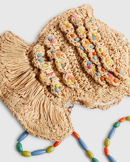 River Island Womens Crossbody Bag Beige Raffia Fish Popper Del Maar - Image 3