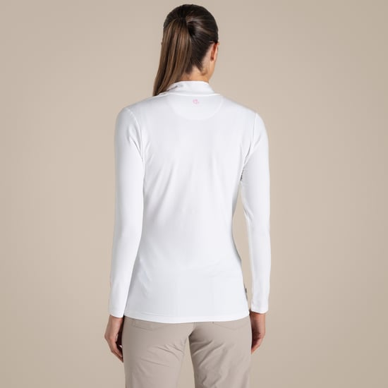 Craghoppers Womens/Ladies Nosilife Mock Neck Long-Sleeved Golf T-Shirt (White) - Image 3