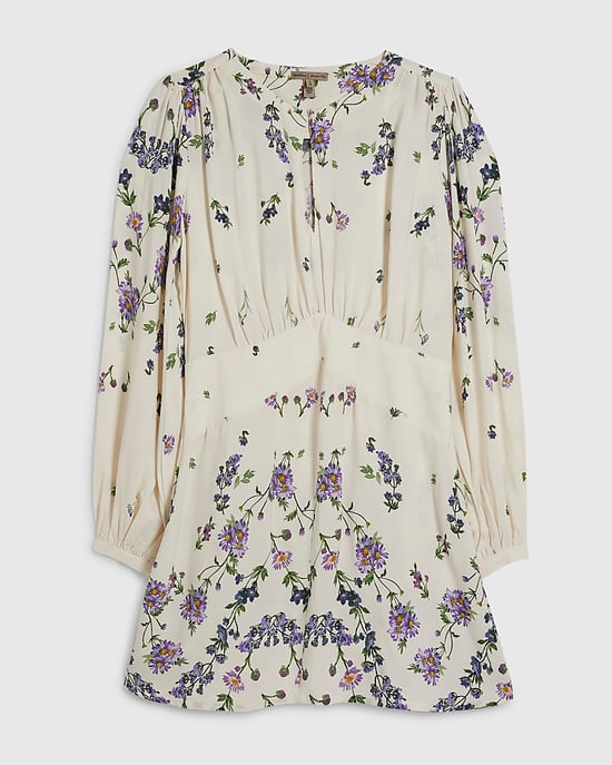 River Island Womens Mini Dress White Long Sleeve Floral Round Neck - Image 6