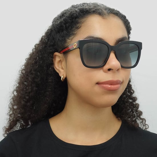 Gucci Square Womens Black With Green and Red Glitter Grey Gradient GG0034SN Sunglasses - Image 4