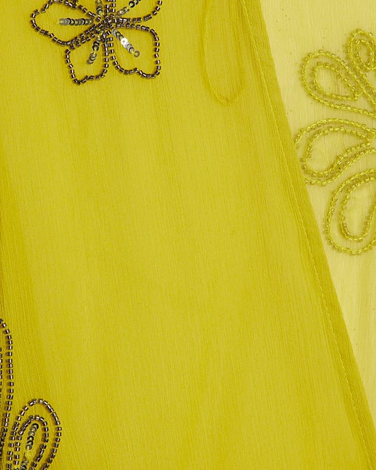 River Island Womens Kaftan Yellow Embellished Long Belted Sleeve - Image 5