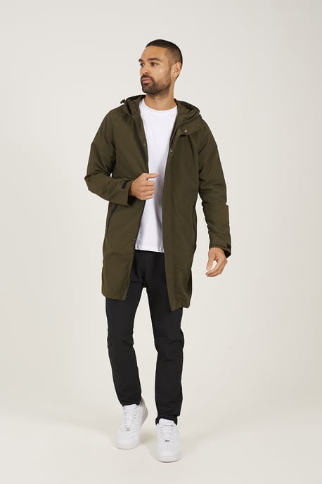 Khaki Lightweight Hooded Parka Jacket - Image 3