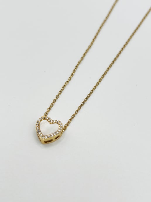 Moonstone Heart Necklace & Earrings Set In Gold - Gift Boxed - Image 4