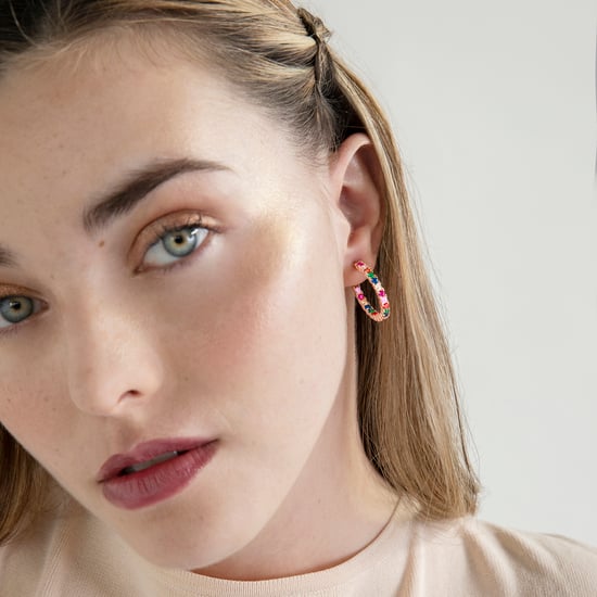 Luxenter vyamba örhängen i 925 sterlingsilver och flerfärgade kubiska zirkoner med 18k roséguldfinish - Image 2