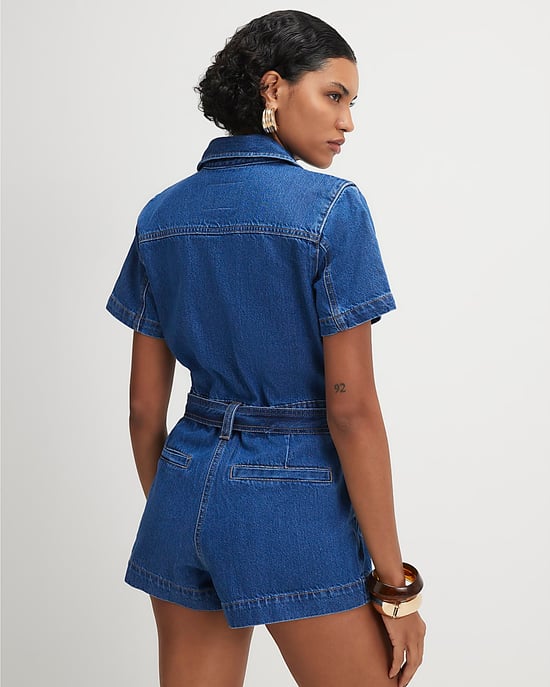 River Island Womens Playsuit Blue Denim Short Sleeve Collared Button - Image 3