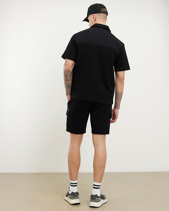 River Island Mens Shorts Black Premium Regular Fit Nylon Pocket Zip - Image 3