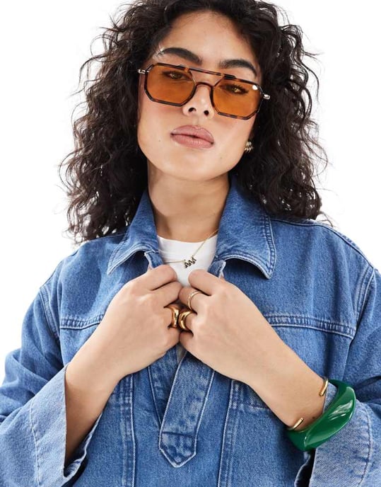 ASOS DESIGN denim rugby top in lightwash blue - Image 2