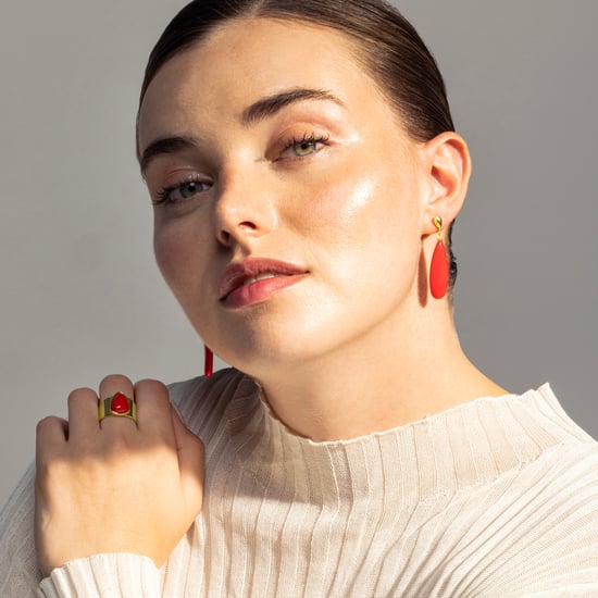 Luxenter sheak ring in metal alloy and coral 18K gold plated finish - Image 5