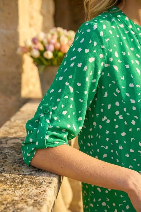 Abstract Spot Print V-Neck Tunic Top - Image 4