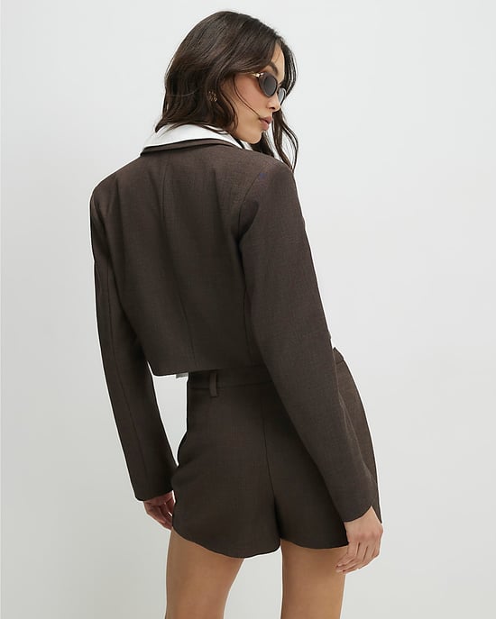 River Island Womens Blazer Brown Hybrid Cropped Long Sleeve - Image 3