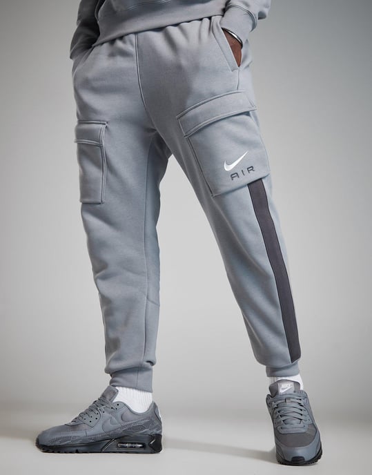 Nike Air Grey Neon Fleece Hooded Tracksuit - Image 3