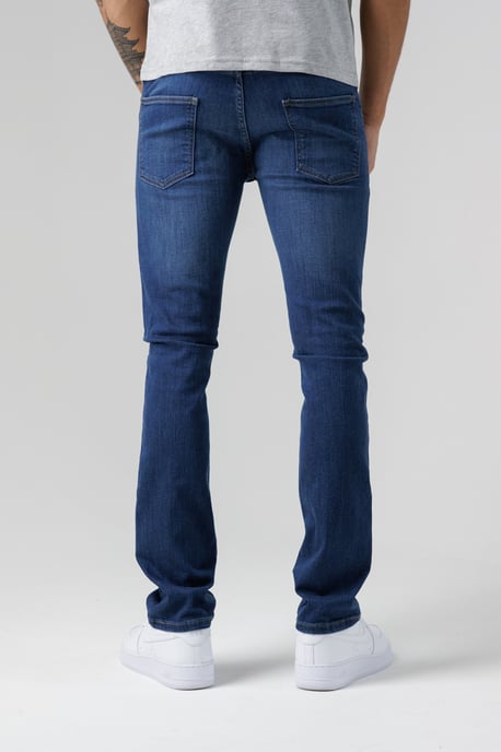 Blue Organic Cotton Blend Slim Fit Mid-Rise Denim Jeans - Image 3