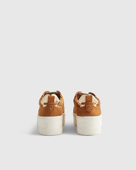 River Island Womens Flatform Trainers Brown Faux Suede Sneakers - Image 3
