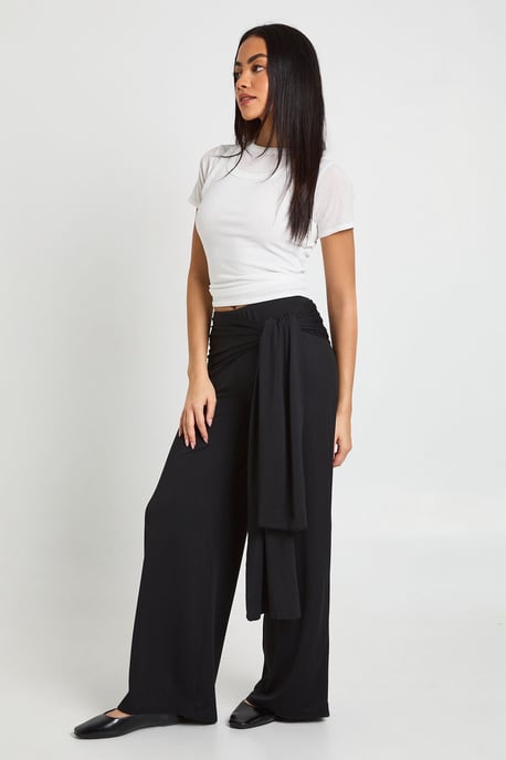 Double Layer Matte Slinky Tie Waist Trouser - Image 3