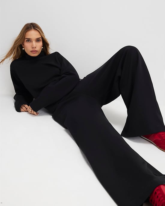 River Island Womens Wide Leg Trousers Black Tailored Jersey - Image 4