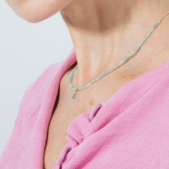 Necklace Luxenter athat made of metal alloy and amazonite 18K gold plated finish - Image 3