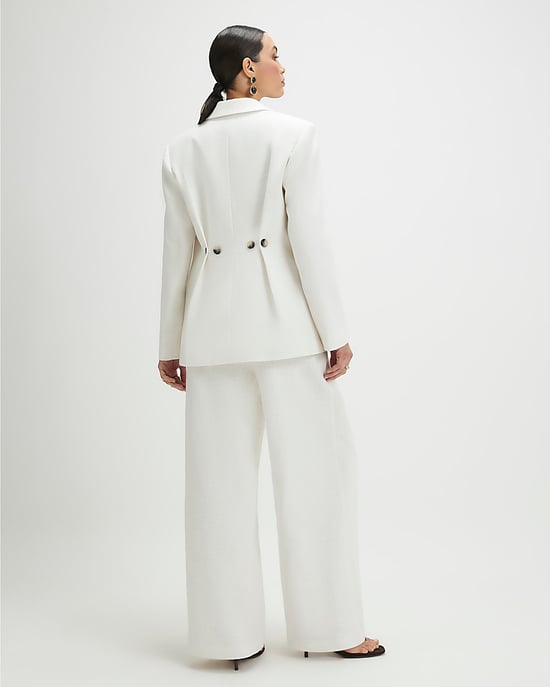 River Island Womens Wide Leg Trousers White Linen Look Pleated - Image 4