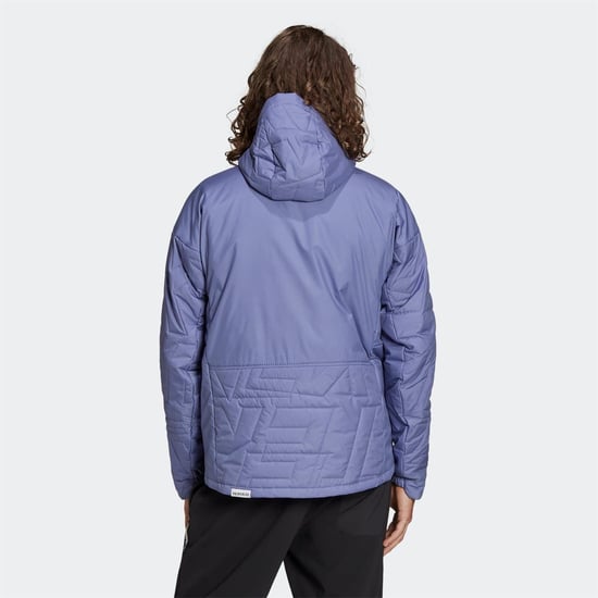 Men's adidas Myshelter Primaloft Hooded Padded Jacket me in Orbit Violet / Pulse Yellow - Image 3