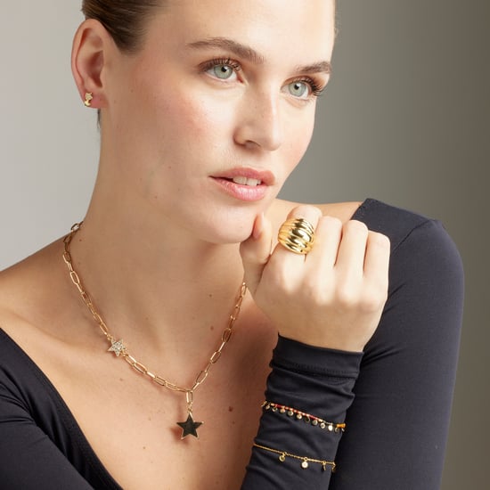 Luxenter Star necklace made of shiny zirconia,18k yellow gold finish - Image 2