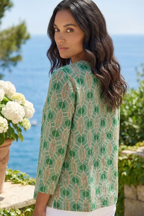 Geometric Print Stretch Top - Image 3