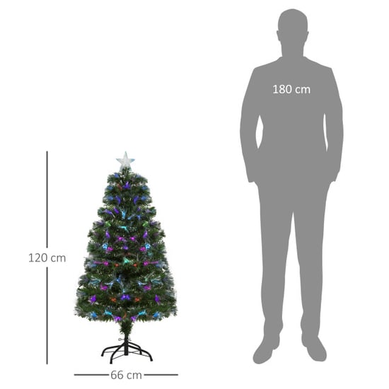 Homcom Kerstboom fiber optic led-verlichting met ster piek 120cm - - Image 6