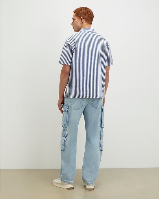 River Island Mens Cargo Jeans Blue Loose Fit Denim - Image 2