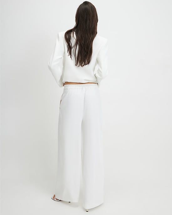 River Island Womens Wide Leg Trousers White Zip & Hook Pleated - Image 3