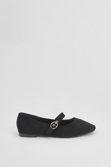 Matilda Faux Suede Mary-Jane Soft Ballet Pumps - Image 1