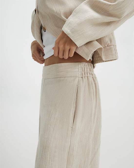 River Island Womens Wide Leg Trousers Beige Elasticated Pockets - Image 3