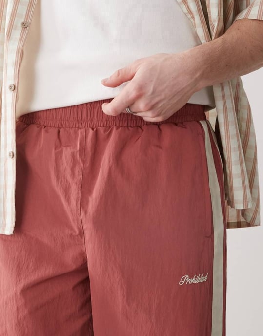 Prohibited stripe trackpants in red - Image 4
