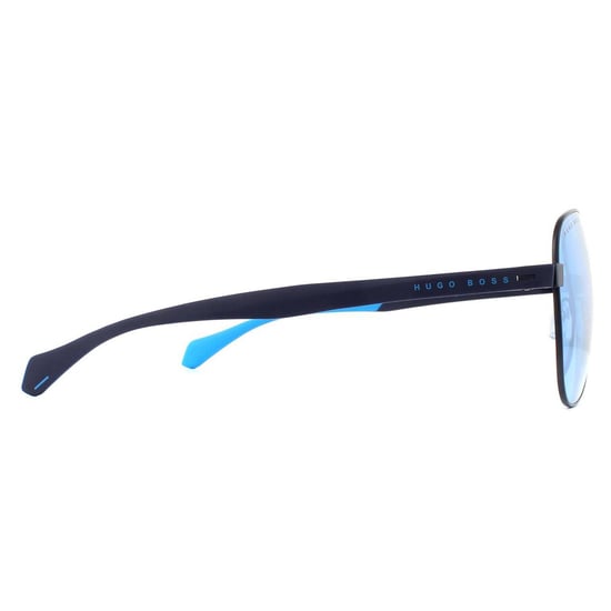 Hugo Boss Aviator Mens Matte Blue Blue Mirror Sunglasses - Image 4