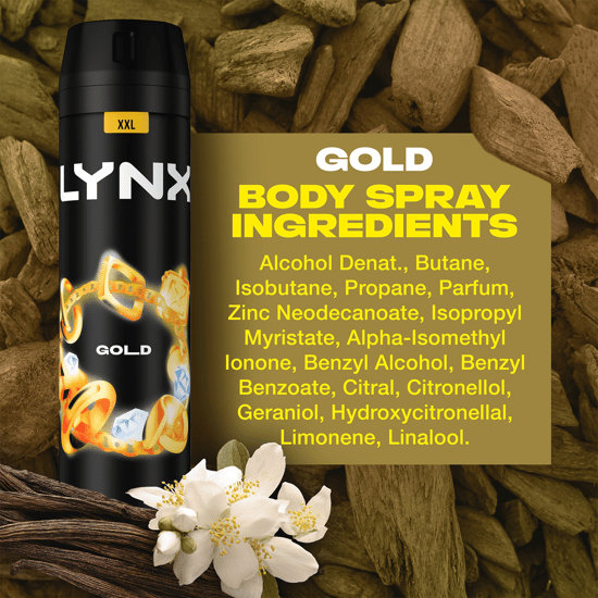 Lynx XXL Gold 48-Hour High Definition Fragrance Body Spray Deodorant, 6x250ml - Image 4
