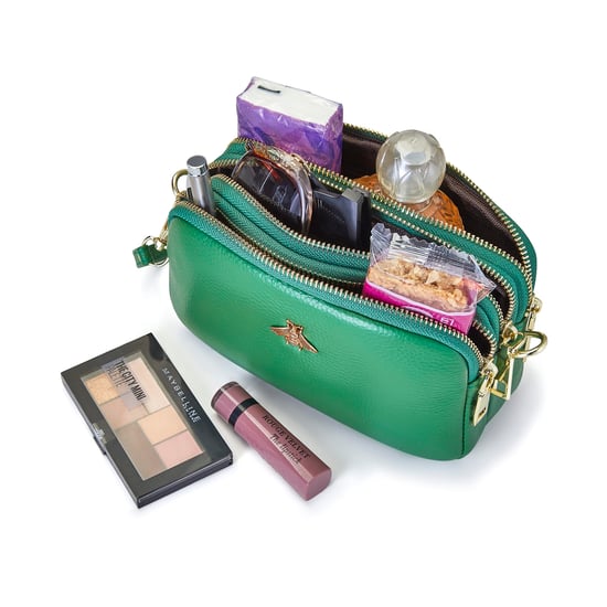 Ladies Crossbody Bag With Wide Strap, Chain And Wristlet in Green - Image 5