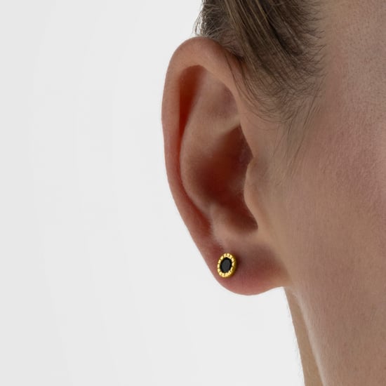 Luxenter naadim earrings in 925 sterling silver and onyx zirconia 18K gold plated finish - Image 3