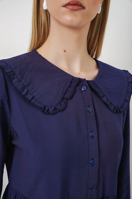 Maxi-jurk met babykraag en knoopsluiting - Image 6