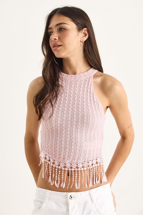 Gestructureerde Halter Crop Blouse - Image 3