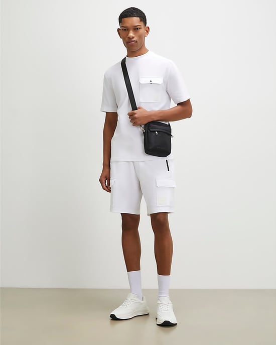 River Island Mens T-Shirt White Slim Fit Textured Pocket - Image 4