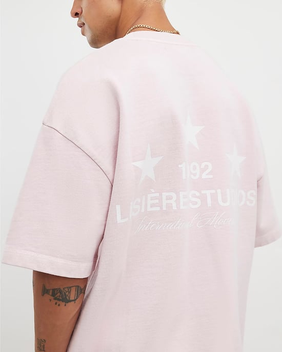 River Island Mens T-Shirt Pink Oversized Fit Lisiere Studios - Image 4