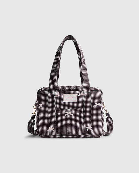 River Island Womens Holdall Bag Black Gingham Bow Zip - Image 4