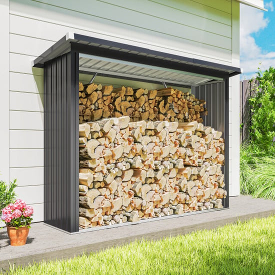 4goodz Houtopslag gegalvaniseerd staal met schuin dak – 66x213x150 cm - - Image 3